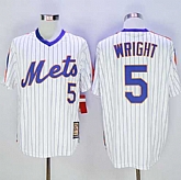 New York Mets #5 David Wright White(Blue Strip) Mitchell And Ness Throwback Stitched Baseball Jersey,baseball caps,new era cap wholesale,wholesale hats